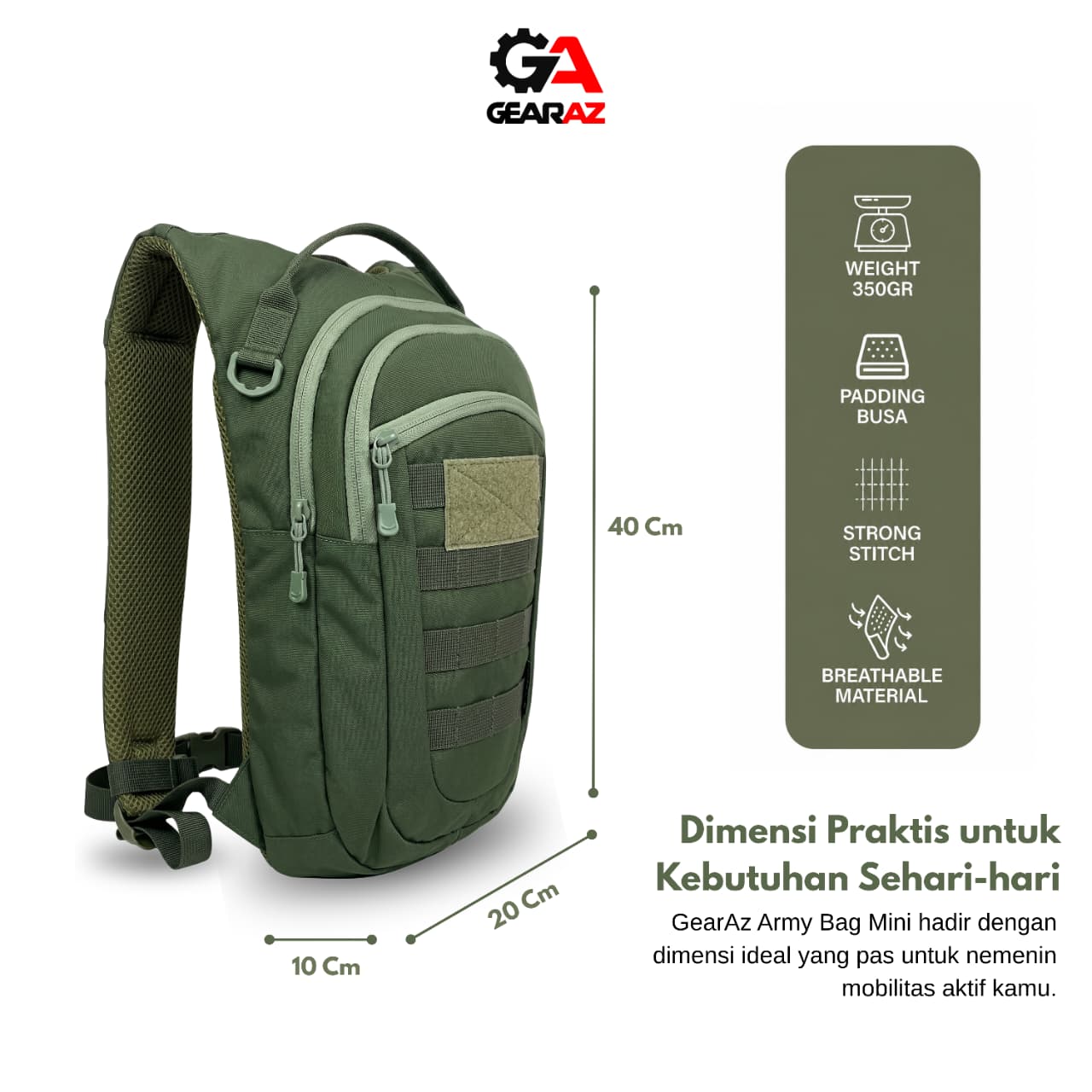 GearAz Mini Army Bag 3l - Gambar 6